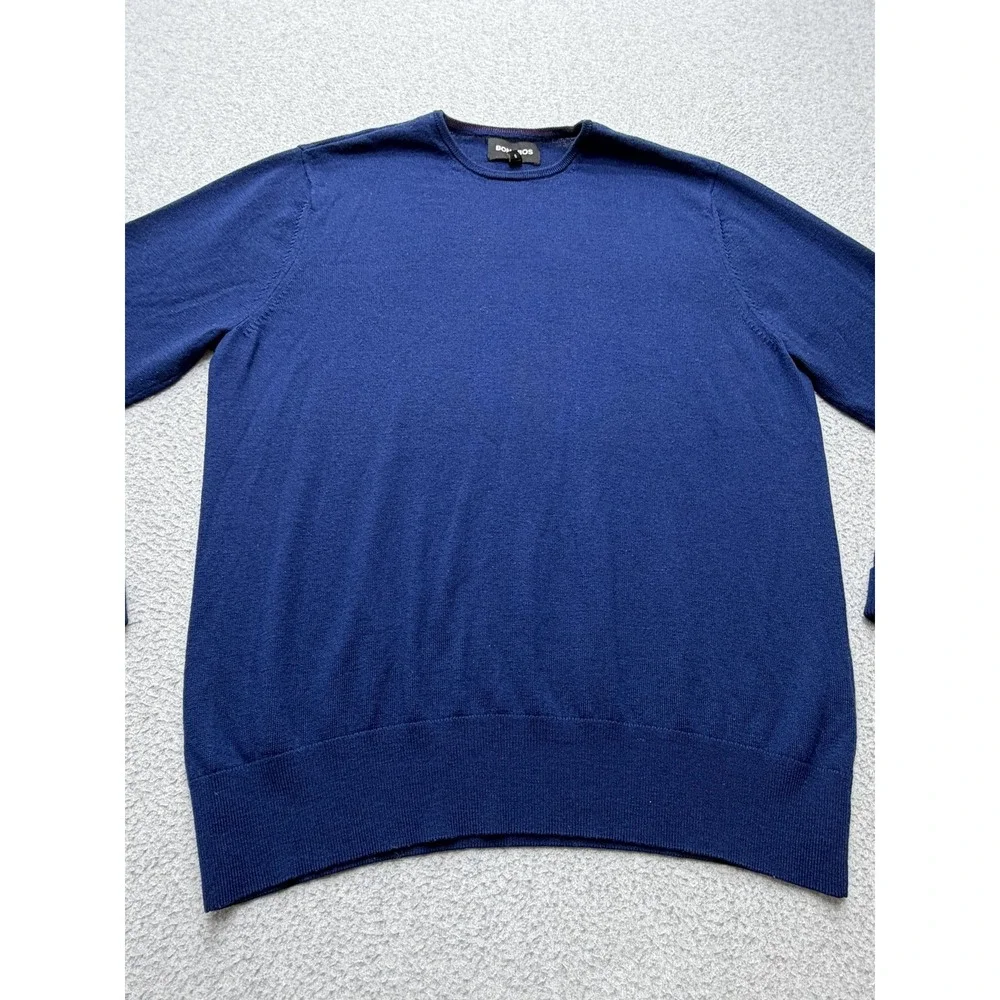 Bonobos Sweater Mens Large Blue Merino Wool Crewneck Lightweight Knit Pullover